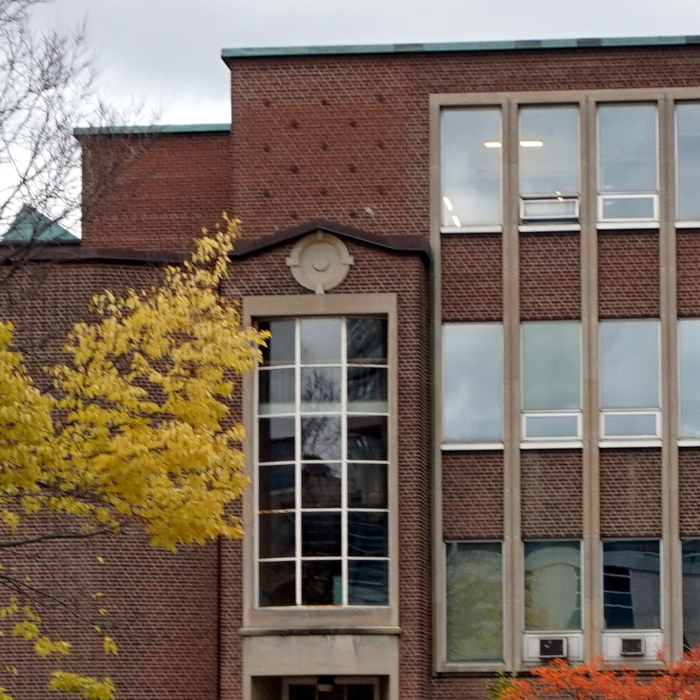 Outside view of a hall window in the sociology building